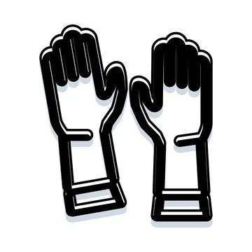 Black outline protective rubber gloves for cleaning and safety Stock Illustration