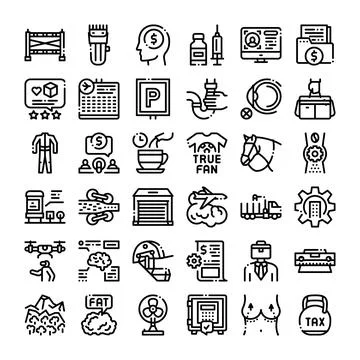Black outline set of diverse modern icons Stockillustratie