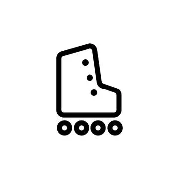 Black outline single roller skate cartoon illustration seventies, vector icon Stock Illustration