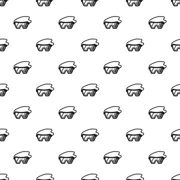 Black outline ski goggles repeating on a white background Stock Illustration