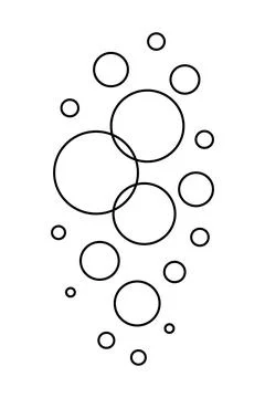 Black outline soap bubbles vertical composition. Minimal line art water circles Stock Illustration