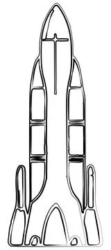Black outline of space rocket isolated on white. Rough sketch style. Desig... Stock Photos