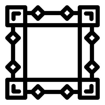 Black outline square frame featuring connected lines and diamonds Stock Illustration