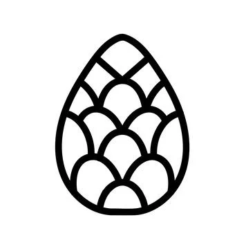 Black Outline of a Stylized Egg with Scale Pattern for Design Projects 스톡 일러스트