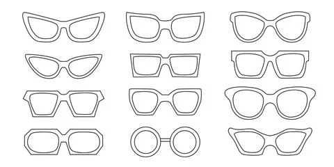 Black outline sunglasses set Vector elements Stock Illustration