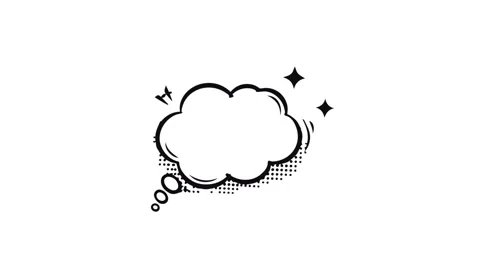 Black Outline Thought Cloud Bubble Animated White 動画素材 339560776