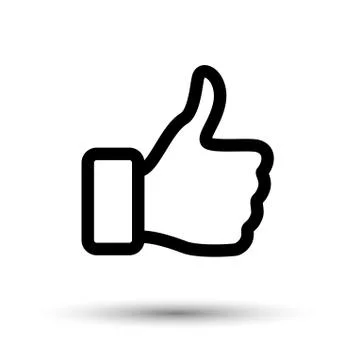 Black outline Thumb up icon isolated on white background. Vector line Like Stock Illustration