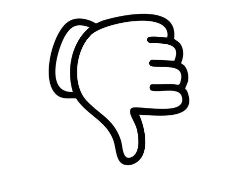 Black outline of a thumbs down hand gesture icon, isolated on white background Stock Illustration