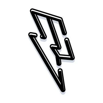 Black outline thunderbolt symbol representing power and energy Stock Illustration