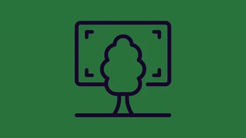 Black outline of tree and white image isolated on green screen background Stock Footage 337035449