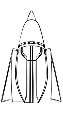 Black outline of triangle spaceship isolated on white. Aggressive form Stock Illustration