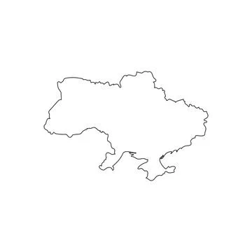Black outline Ukrainian map with editable stroke. Minimalistic design. Stock  Illustrazione stock