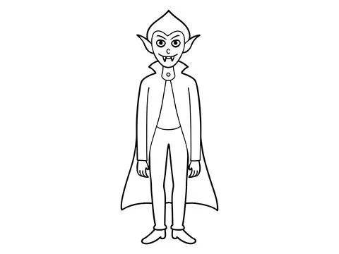Black outline of vampire character isolated on white background. Concept of H Stock Illustration