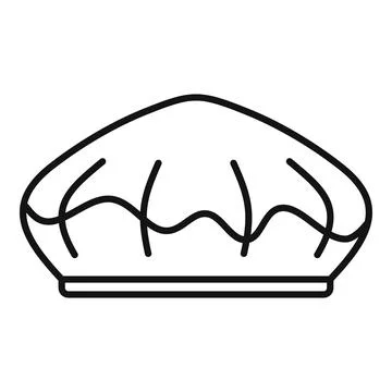 Black outline vector icon of a classic french beret hat Stock Illustration