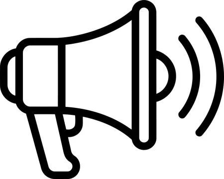 Black outline vector icon of a megaphone with sound waves symbolizing commu.. Stock Illustration