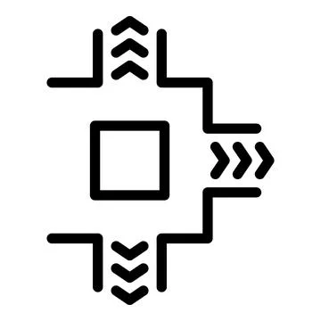 Black outline vector icon symbolizing digital transformation and technology 스톡 일러스트