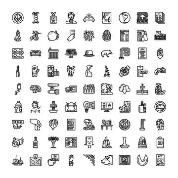 Black outline vector icons collection set 스톡 일러스트