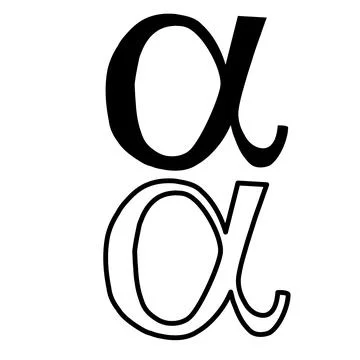 Black outline on white background. alpha sign. flat style. Stock Illustration