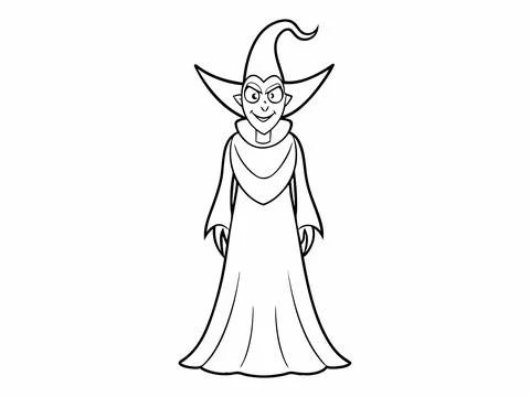 Black outline of a witch isolated on a white background. Concept of Hallowe.. Stock Illustration