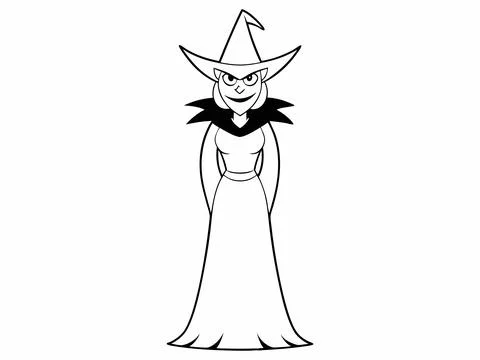 Black outline of a witch isolated on a white background. Concept of Hallowe.. Stock Illustration