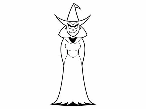 Black outline of a witch isolated on a white background. Concept of Hallowe.. Stock Illustration