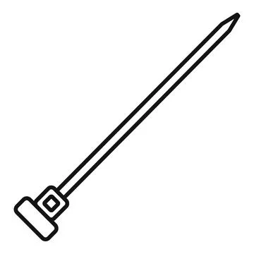 Black outline zip cable tie icon Stock Illustration
