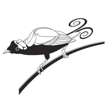 Black outlined bird Illustrazione stock