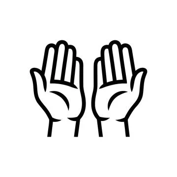 Black outlined hands with palms facing forward Stock Illustration