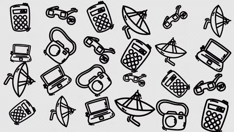 Black outlines depict gadgets Stock Footage 336328577