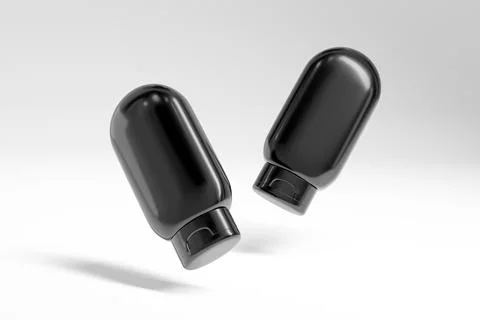 Black Oval shape bottle mockup, Upside Down Squeeze Lotion Bottle イラスト素材