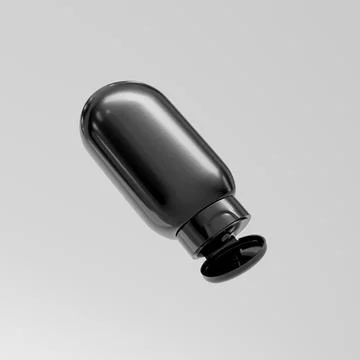 Black Oval shape bottle mockup, Upside Down Squeeze Lotion Bottle イラスト素材