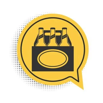 Black Pack of beer bottles icon isolated on white background. Case crate beer イラスト素材