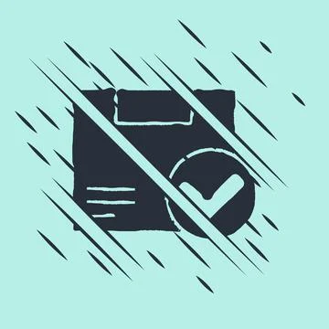 Black Package box with check mark icon isolated on green background. Parcel box Stock Illustration