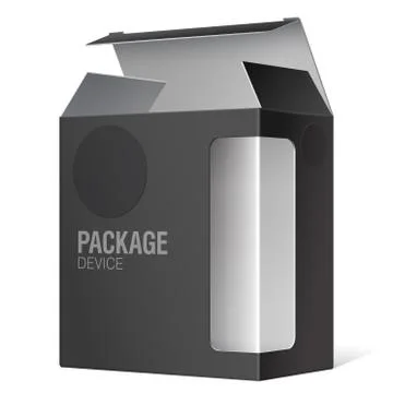 Black Package Box Opened with the cover removed 库存插图