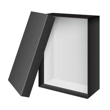 Black Package Box Opened with the cover removed 库存插图