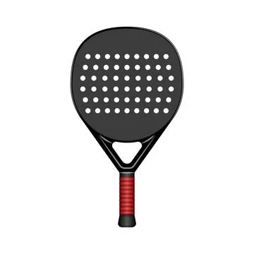 Black padel racket with perforated surface isolated on white background fro.. Stock Illustration