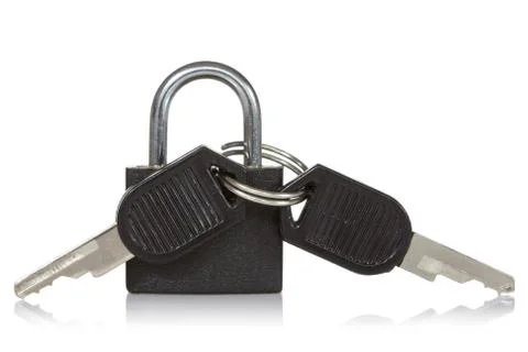 Black padlock with a keys Stock Photos