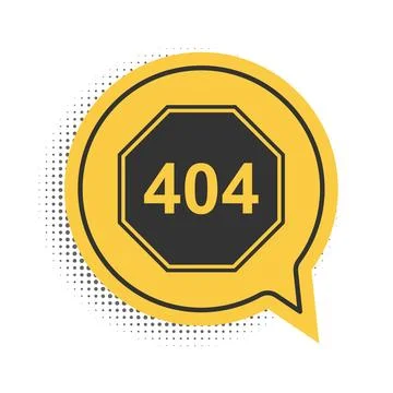 Black Page with a 404 error icon isolated on white background. Template reports Stock Illustration