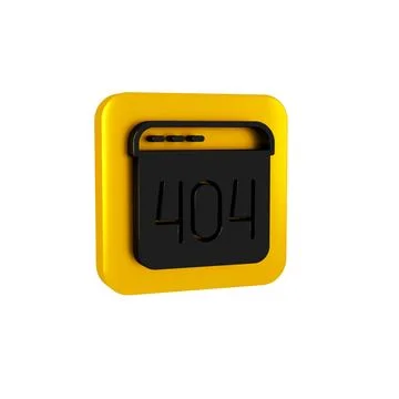 Black Page with a 404 error icon isolated on transparent background. Templa.. Stock-Illustration