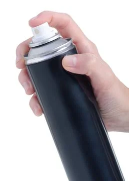 Black paint bottle in hand Stock Photos