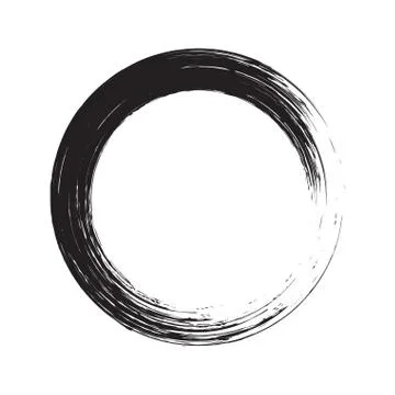 Black paint brush circle stroke. Abstract japanese style Stock Illustration