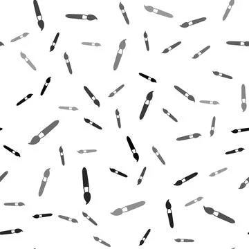 Black Paint brush icon isolated seamless pattern on white background. Vector Stock Illustration