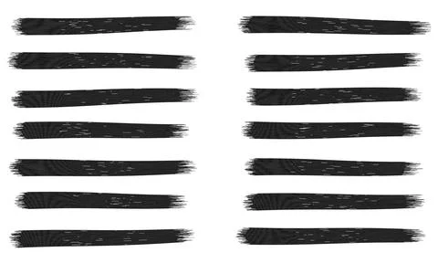 Black paint brush strokes in horizontal lines design element graphic resource Stock Illustration