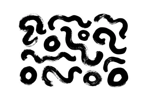 Black paint brush strokes vector illustrations set Stock Illustration