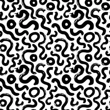 Black paint brush strokes vector seamless pattern Illustrazione stock