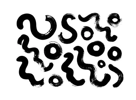 Black paint brush strokes vector illustrations set Stock Illustration