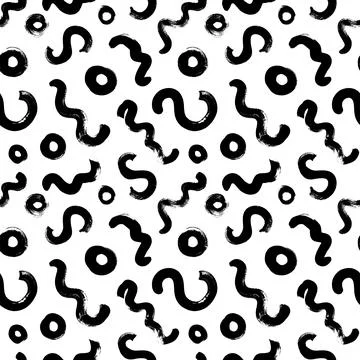 Black paint brush strokes vector seamless pattern. Illustrazione stock