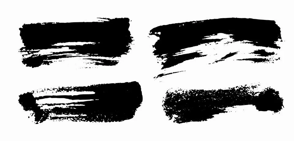 Black paint  brush strokes vector collection. Dirty curved lines Stock Illustration
