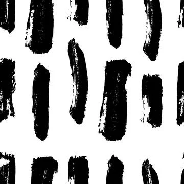 Black paint brush strokes vector seamless pattern. Hand drawn lines. Stock Illustration