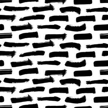 Black paint brush strokes vector seamless pattern. Illustrazione stock